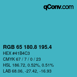 カラーコード: RGB 65 180.8 195.4 | qconv.com