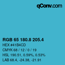 カラーコード: RGB 65 180.8 205.4 | qconv.com