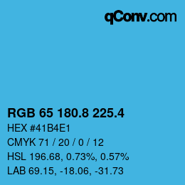 カラーコード: RGB 65 180.8 225.4 | qconv.com