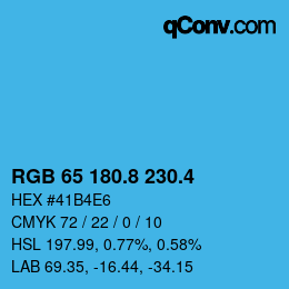 カラーコード: RGB 65 180.8 230.4 | qconv.com