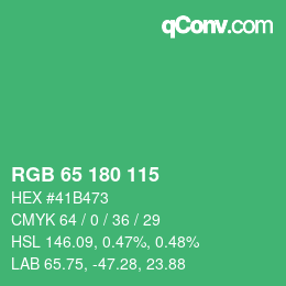 Color code: RGB 65 180 115 | qconv.com