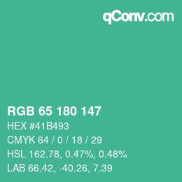 Código de color: RGB 65 180 147 | qconv.com
