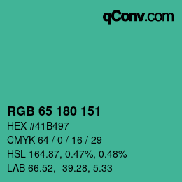 Color code: RGB 65 180 151 | qconv.com