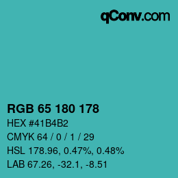 Color code: RGB 65 180 178 | qconv.com