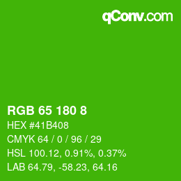 カラーコード: RGB 65 180 8 | qconv.com