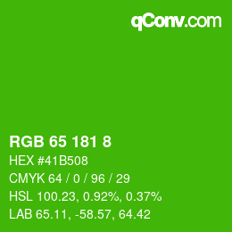 颜色代码: RGB 65 181 8 | qconv.com