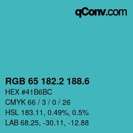 カラーコード: RGB 65 182.2 188.6 | qconv.com