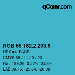 カラーコード: RGB 65 182.2 203.6 | qconv.com