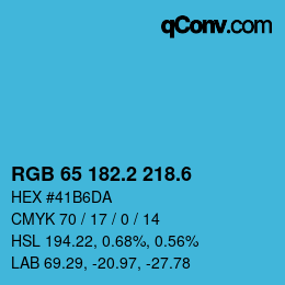 カラーコード: RGB 65 182.2 218.6 | qconv.com
