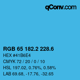 カラーコード: RGB 65 182.2 228.6 | qconv.com