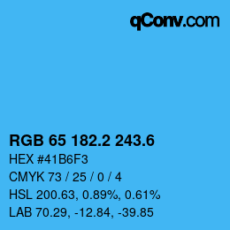 カラーコード: RGB 65 182.2 243.6 | qconv.com