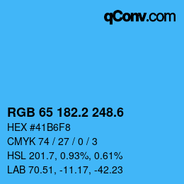 カラーコード: RGB 65 182.2 248.6 | qconv.com