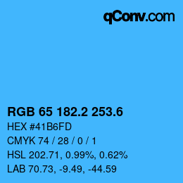 カラーコード: RGB 65 182.2 253.6 | qconv.com