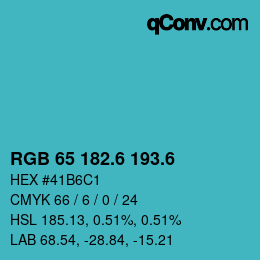 カラーコード: RGB 65 182.6 193.6 | qconv.com