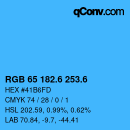 カラーコード: RGB 65 182.6 253.6 | qconv.com