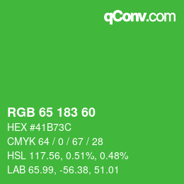 カラーコード: RGB 65 183 60 | qconv.com