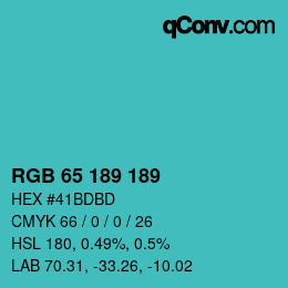 カラーコード: RGB 65 189 189 | qconv.com