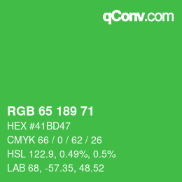 Color code: RGB 65 189 71 | qconv.com