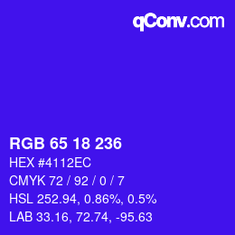 颜色代码: RGB 65 18 236 | qconv.com