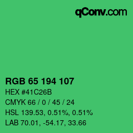 カラーコード: RGB 65 194 107 | qconv.com