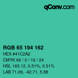 カラーコード: RGB 65 194 162 | qconv.com