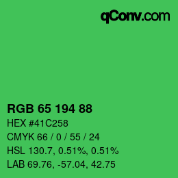 カラーコード: RGB 65 194 88 | qconv.com