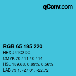 カラーコード: RGB 65 195 220 | qconv.com