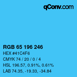 カラーコード: RGB 65 196 246 | qconv.com