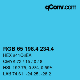 カラーコード: RGB 65 198.4 234.4 | qconv.com