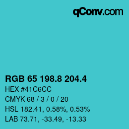 カラーコード: RGB 65 198.8 204.4 | qconv.com