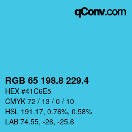 カラーコード: RGB 65 198.8 229.4 | qconv.com