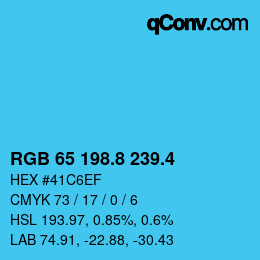 カラーコード: RGB 65 198.8 239.4 | qconv.com