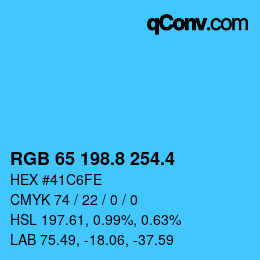 カラーコード: RGB 65 198.8 254.4 | qconv.com