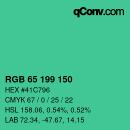 カラーコード: RGB 65 199 150 | qconv.com