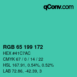 Color code: RGB 65 199 172 | qconv.com