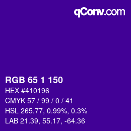 Color code: RGB 65 1 150 | qconv.com