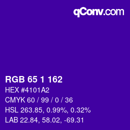 カラーコード: RGB 65 1 162 | qconv.com