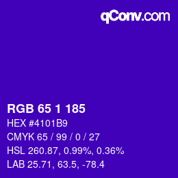Color code: RGB 65 1 185 | qconv.com
