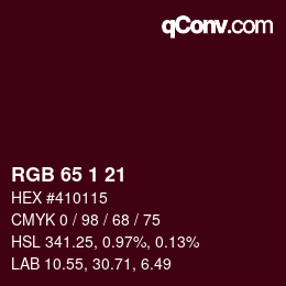 颜色代码: RGB 65 1 21 | qconv.com