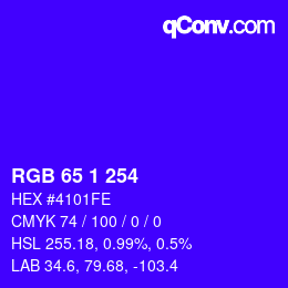 颜色代码: RGB 65 1 254 | qconv.com
