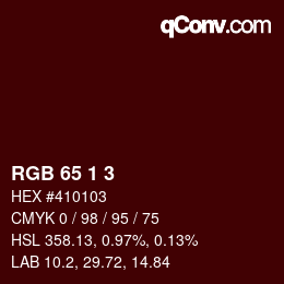 颜色代码: RGB 65 1 3 | qconv.com