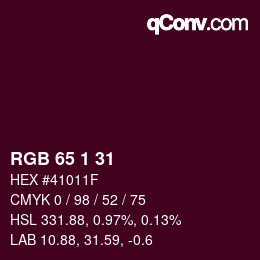 Color code: RGB 65 1 31 | qconv.com