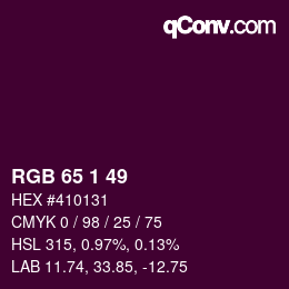 カラーコード: RGB 65 1 49 | qconv.com