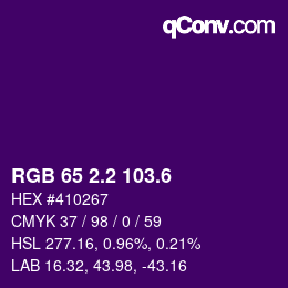 カラーコード: RGB 65 2.2 103.6 | qconv.com
