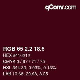 カラーコード: RGB 65 2.2 18.6 | qconv.com