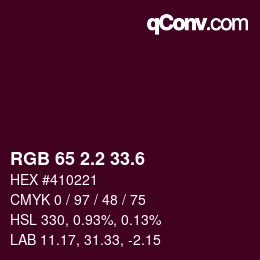 カラーコード: RGB 65 2.2 33.6 | qconv.com