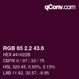 カラーコード: RGB 65 2.2 43.6 | qconv.com