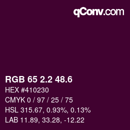 カラーコード: RGB 65 2.2 48.6 | qconv.com