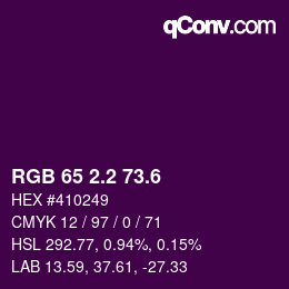 カラーコード: RGB 65 2.2 73.6 | qconv.com