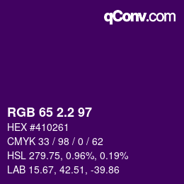 カラーコード: RGB 65 2.2 97 | qconv.com